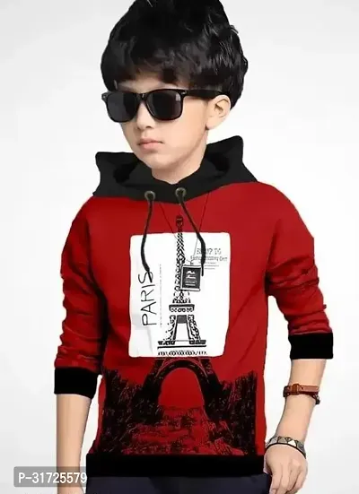 Stylish Red Cotton Printed Tees For Boys-thumb0