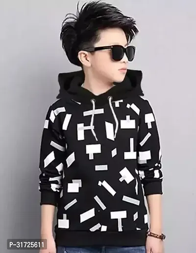 Stylish Black Cotton Printed Tees For Boys