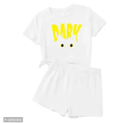 Fabulous White Cotton Printed T-Shirts With Shorts For Boys-thumb0