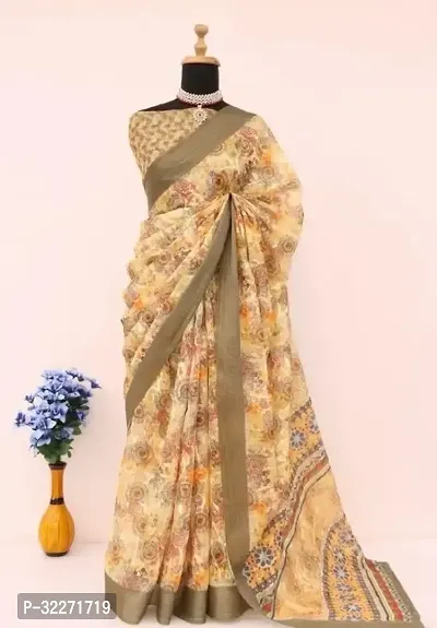 Beautiful Cotton Saree With Blouse Piece For Women-thumb0