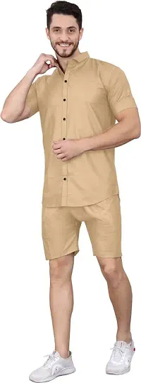 Stylish Solid Shirts With Shorts Night Suits For Men