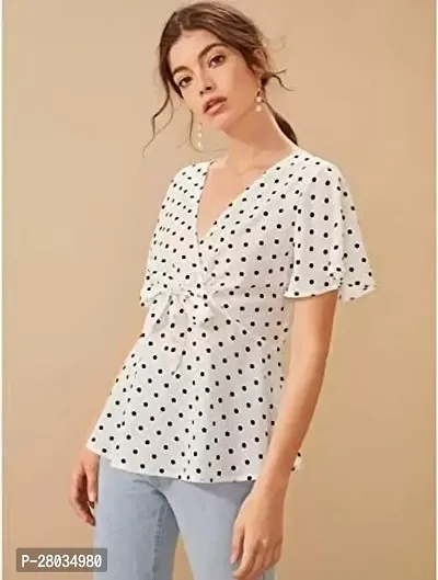 Elegant White Cotton Printed Top For Women