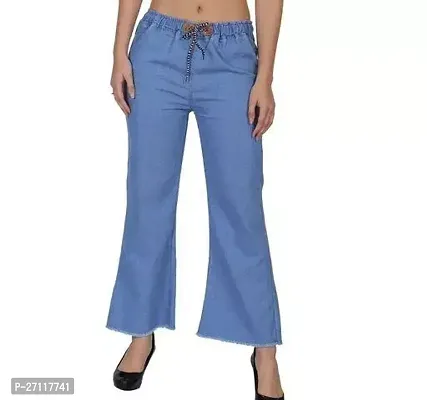 Stylish Blue Denim Solid Jeans For Women-thumb0