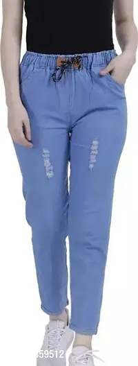 Denim Jogger For Women. This Beautiful Jogger Bears A Sophisticated Look And It Enhance Regular collar, Denim Fabric. Add This Jogger To Your Wardrobe PACK OF 1-thumb0