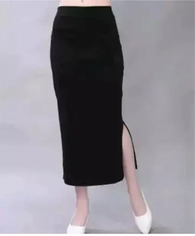 Stylish Lycra Solid Side Slit Skirt For Women