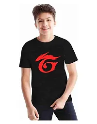 Sagar Creations Half Sleeve | Round Neck | Printed T Shirt | Casual | Regular Wear T Shirt for Boys Black T Shirt, 9 Years-10 Years (Black)-D23-thumb1