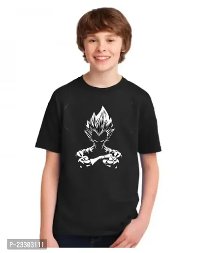 Sagar Creations Round Neck Half Sleeve Printed T Shirt | Casual | Regular Wear | T Shirt for Boys | Black T Shirt | 9 Years-10 Years (Black)-thumb0