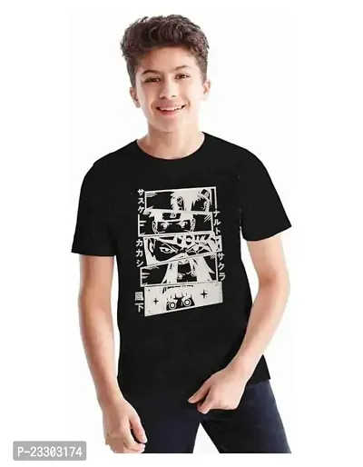 Sagar Creations Half Sleeve | Round Neck | Printed T Shirt | Casual | Regular Wear T Shirt for Boys Black T Shirt, 5 Years-6 Years (Black)-D19-thumb0