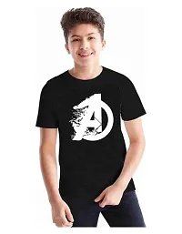 Sagar Creations Half Sleeve | Round Neck | Printed T Shirt | Casual | Regular Wear T Shirt for Boys Black T Shirt, 6 Years-7 Years (Black)-D12-thumb1