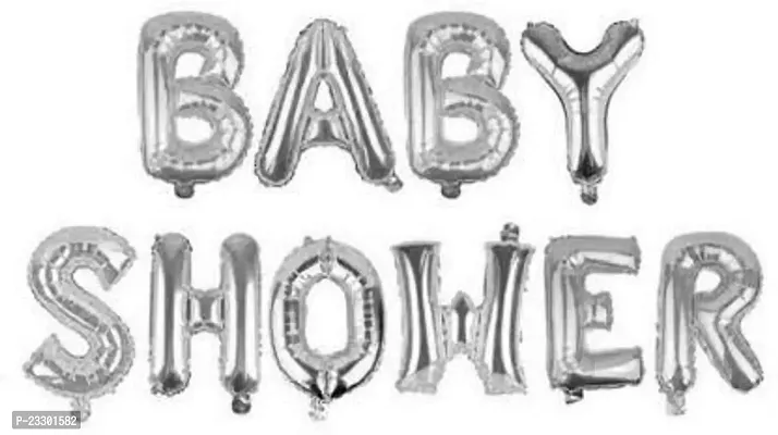 Sagar Creations BABY SHOWER Silver colored 10 Letter Balloon Alphabet Foil Balloons for BABY SHOWER Party Decoration, Eve Party Ornament.-thumb0