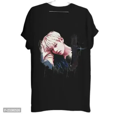 Round Neck Style BTS Jimin Printed Black Tshirt Boys and Girls-thumb0