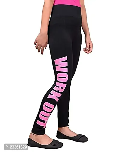 Sagar Creations Gym wear Track Pants Ankle Length Free Size Workout Trousers Stretchable with Side Printed Jeggings Yoga Track Pants for Girls  Women (Color- Black and Pink, Size- Large)