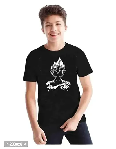 Sagar Creations Round Neck Half Sleeve Printed T-Shirt | Casual | Regular Wear | T Shirt for Boys | Black T-Shirt