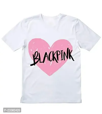 Round Neck Half Sleeve BTS Black Pink Printed Tshirt for Kids Boys and Girls