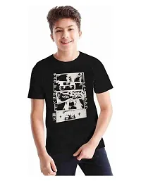 Sagar Creations Half Sleeve | Round Neck | Printed T Shirt | Casual | Regular Wear T Shirt for Boys Black T Shirt, 13 Years-14 Years (Black)-D19-thumb1