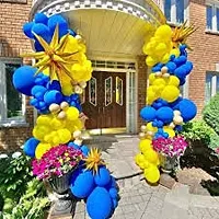 Sagar Creations pack of colored latex balloons for party decorations, marriage anniversary, innogration, birthday, baby shower, welcome and weddings (color- Blue and Yellow, pack of 100 pcs)-thumb3