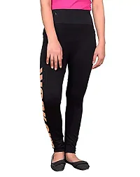 Sagar Creations Gym wear Track Pants Ankle Length Free Size Workout Trousers Stretchable with Side Printed Jeggings Yoga Track Pants for Girls  Women (Color- Black and Pink, Size- Large)-thumb1