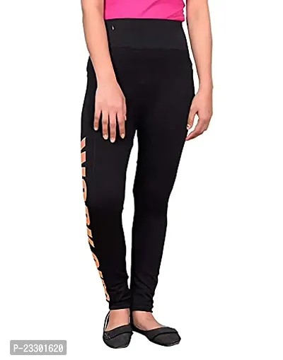 Sagar Creations Gym wear Track Pants Ankle Length Free Size Workout Trousers Stretchable with Side Printed Jeggings Yoga Track Pants for Girls  Women (Color- Black and Pink, Size- Large)-thumb2