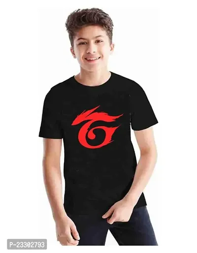 Sagar Creations Half Sleeve | Round Neck | Printed T Shirt | Casual | Regular Wear T Shirt for Boys Black T Shirt, 12 Years-13 Years (Black)-D23-thumb2