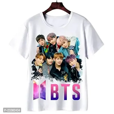 Round Neck Half Sleeve BTS Group Printed Tshirt for Kids Boys and Girls