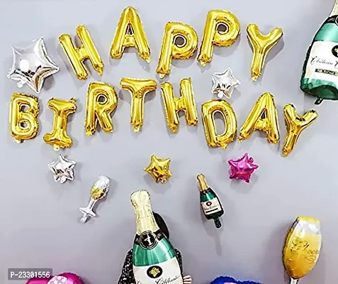 Sagar Creations Happy Birthday Balloon,16 Inch Mylar Golden Balloon 13 Letter Banner Foil Gradient Aluminum Balloon Party Supplies Decorations-thumb4