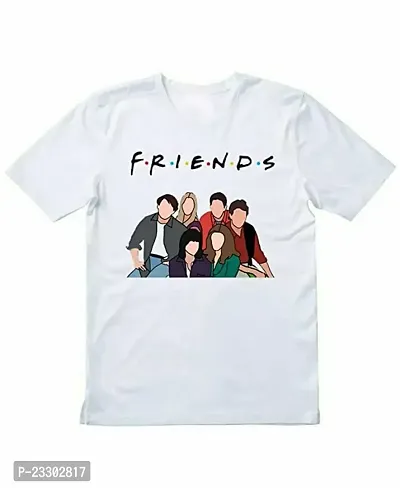 Round Neck Half Sleeve BTS Friends Printed Tshirt for Kids Boys and Girls (Size-05-06 Years) White