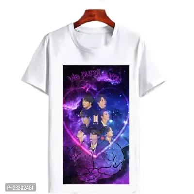 Round Neck Style BTS we Purple You Printed Tshirt for Boys and Girls