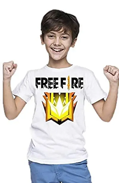 Harsh Clothing Shop Round Neck Half Sleeve Cartoon freefire T-Shirt for Kids (11-12 Years) (12-13 Years) (13-14 Years) (14-15 Years)