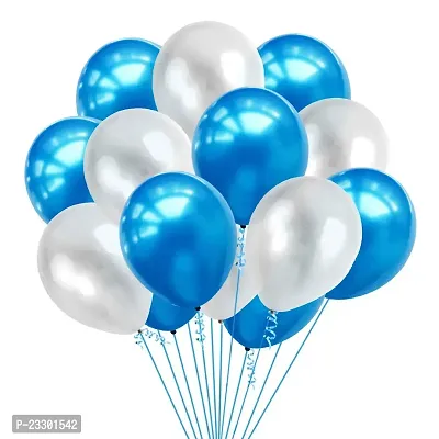 Sagar Creations pack of colored latex balloons for party decorations, marriage anniversary, innogration, birthday, baby shower, welcome and weddings (color- Blue and white, pack of 100 pcs)-thumb0