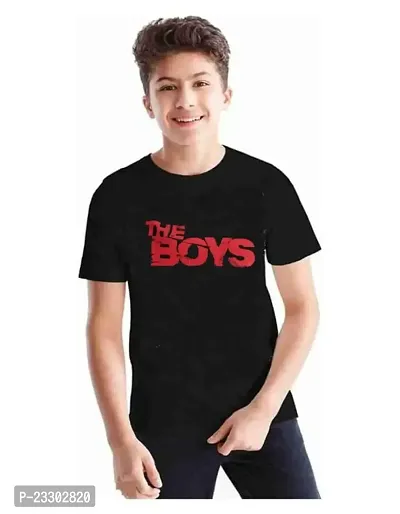 Sagar Creations Half Sleeve | Round Neck | Printed T Shirt | Casual | Regular Wear T Shirt for Boys Black T Shirt, 11 Years-12 Years (Black)-D21-thumb2