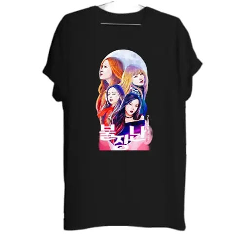 Sagar's Round Neck Style BTS Lie yuna blkpink Print Tshirt Boys and Girls(Size 11-12 Years)