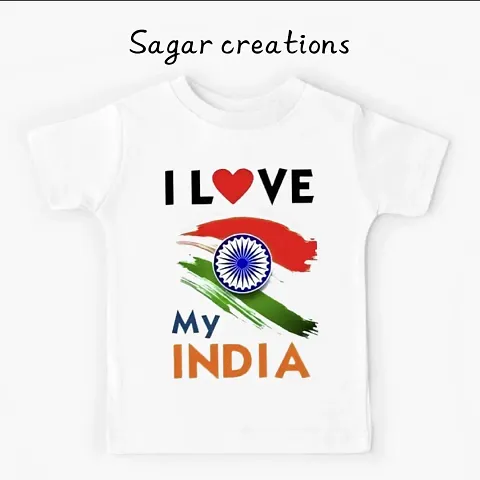 Sagar Creations Round Neck Half Sleeve I Love My India Printed T-Shirt | Casual | Regular Wear | T Shirt for Boys | Black T-Shirt | 5 Years-6 Years (Black)