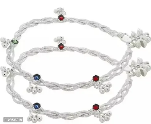 Shimmering  Silver Plated  Anklet For Women-thumb2