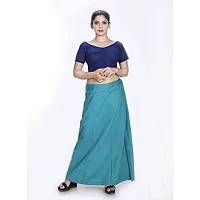 Amab Women's Cotton Plain Petticoat | Women's Pure Cotton Readymade Inskirt Saree Petticoats Combo with Handmade Nada | Women's Cotton Plain Fully Stitched Saree | Lingerie(Blue).-thumb2