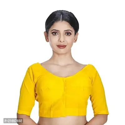 Women's Cotton Solid Half Sleeve Readymade Blouse (WCBRN41-34_Yellow_34)