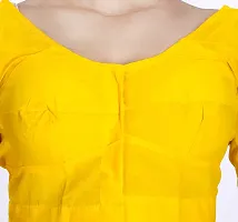 Amab Women's Rubia Cotton Half Sleeves Saree Blouse, 34 (Lemon Yellow), Glass by Hand-thumb3