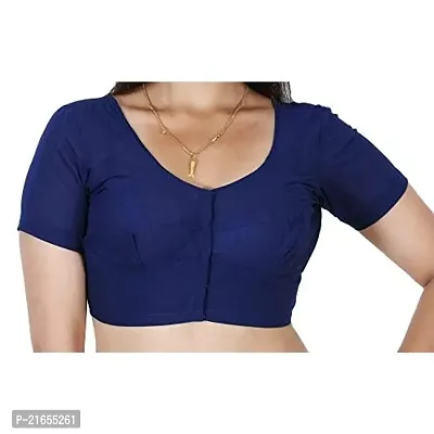 BB Women's Stitched Readymade 2by2 Cotton Blouse-Navy Blue-thumb0