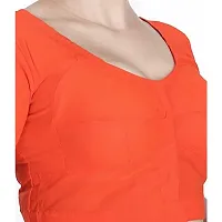 Amab Clothing Women's Collection of Round Neck Readymade Pure Cotton Blouse | Blouse is Fully Stitched and Ready to Wear | Made Up Which is Soft Against Skin. Orange-thumb3
