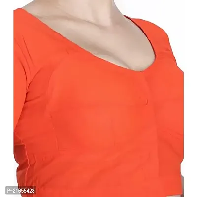 Amab Clothing Women's Collection of Round Neck Readymade Pure Cotton Blouse | Blouse is Fully Stitched and Ready to Wear | Made Up Which is Soft Against Skin. Orange-thumb4