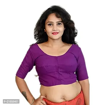 Women's Cotton Solid Half Sleeve Blouse (WCBRN57-32_Dark Purple_32)
