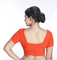 Amab Women's Rubia Cotton Half Sleeves Saree Blouse, 34 (D Orange Green), Mini by Hand-thumb3