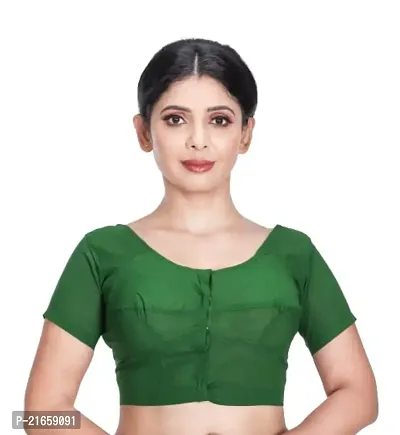 Amab Women's Rubia Cotton Half Sleeves Saree Blouse, 32 (D Green), Mini by Hand