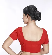 Amab Women's Rubia Cotton Half Sleeves Saree Blouse, 40 (RED), Mini by Hand-thumb2