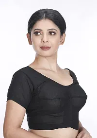 Amab Women's Rubia Cotton Half Sleeves Saree Blouse, 34 (Black), Mini by Hand-thumb2