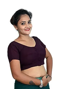 Amab Clothing Women's Collection of Round Neck Readymade Pure Cotton Blouse | Blouse is Fully Stitched and Ready to Wear | Made Up Which is Soft Against Skin. Coffee-thumb2