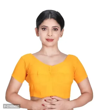 Amab Women's Rubia Cotton Half Sleeves Saree Blouse, 38 (Golden Yellow), Mini by Hand