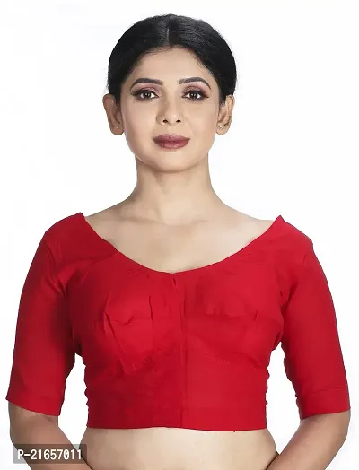 Amab Clothing Women's Collection of Round Neck Readymade Pure Cotton Blouse | Blouse is Fully Stitched and Ready to Wear | Made Up Which is Soft Against Skin. D-RED-thumb0