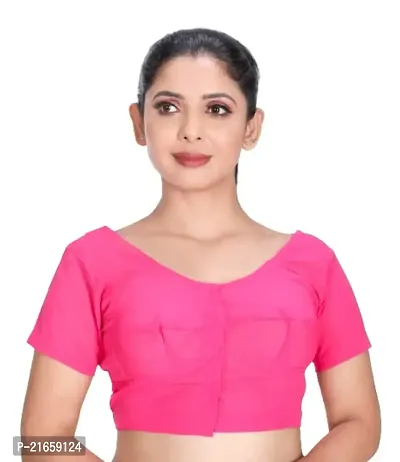 Amab Women's Rubia Cotton Half Sleeves Saree Blouse, 38 (D Pink), Mini by Hand-thumb0