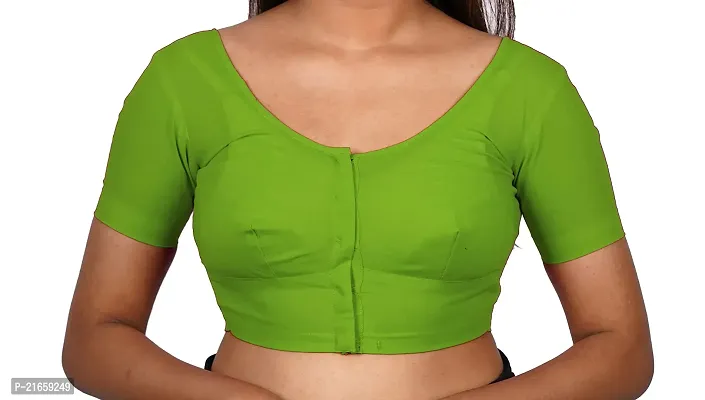 BB Women's Cotton Readymade 2by2 Stitched Short Sleeves Saree Blouse, Bust Size : 32(XS) (Light Green)