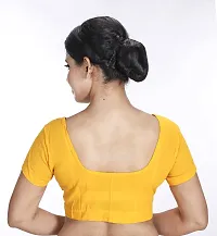Amab Women's Rubia Cotton Half Sleeves Saree Blouse, 40 (Lemon Yellow), Mini by Hand-thumb3